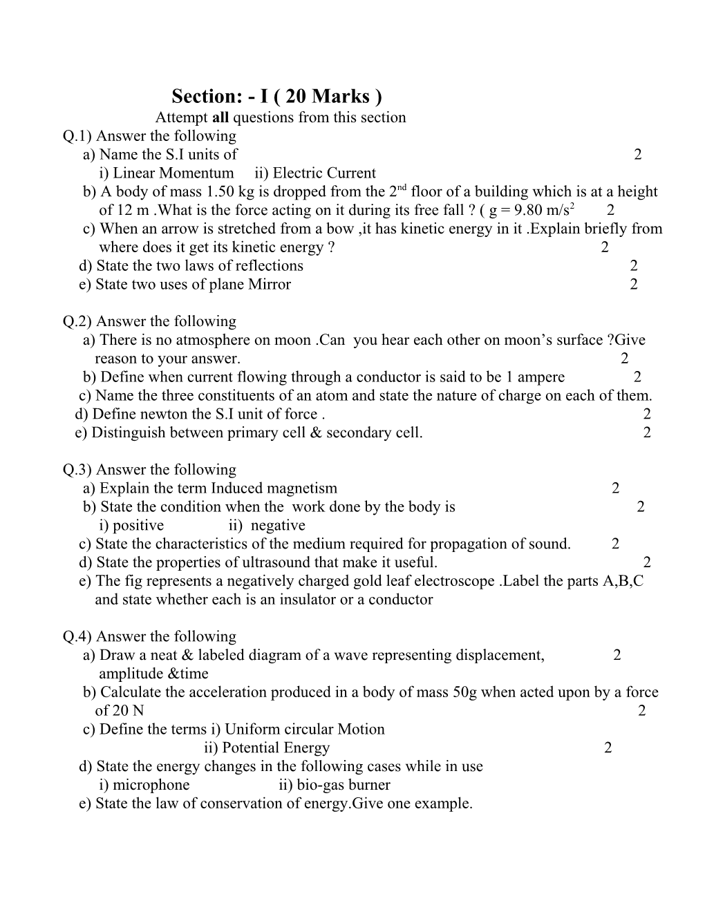Attempt All Questions from This Section