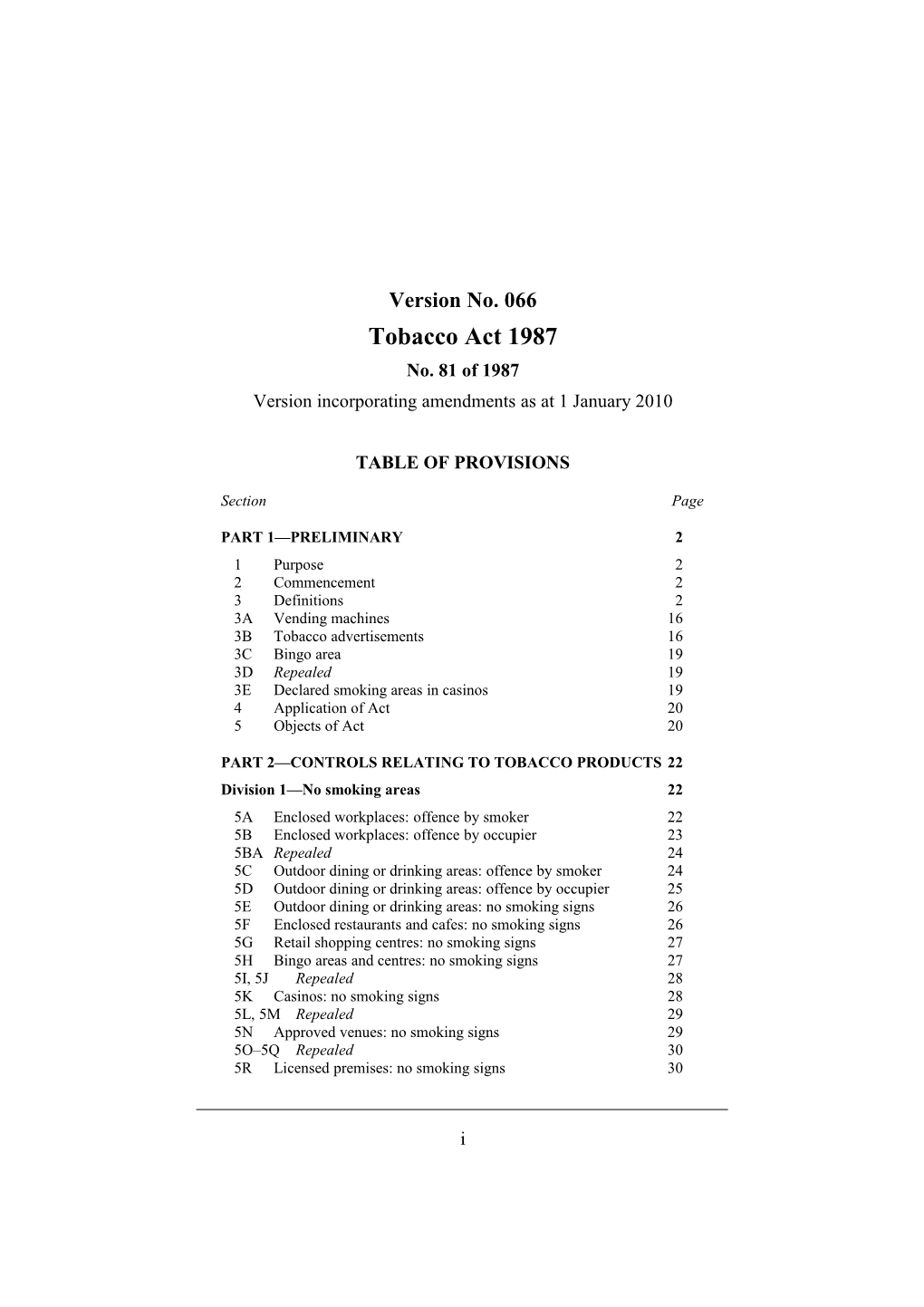 Version Incorporating Amendments As at 1 January 2010