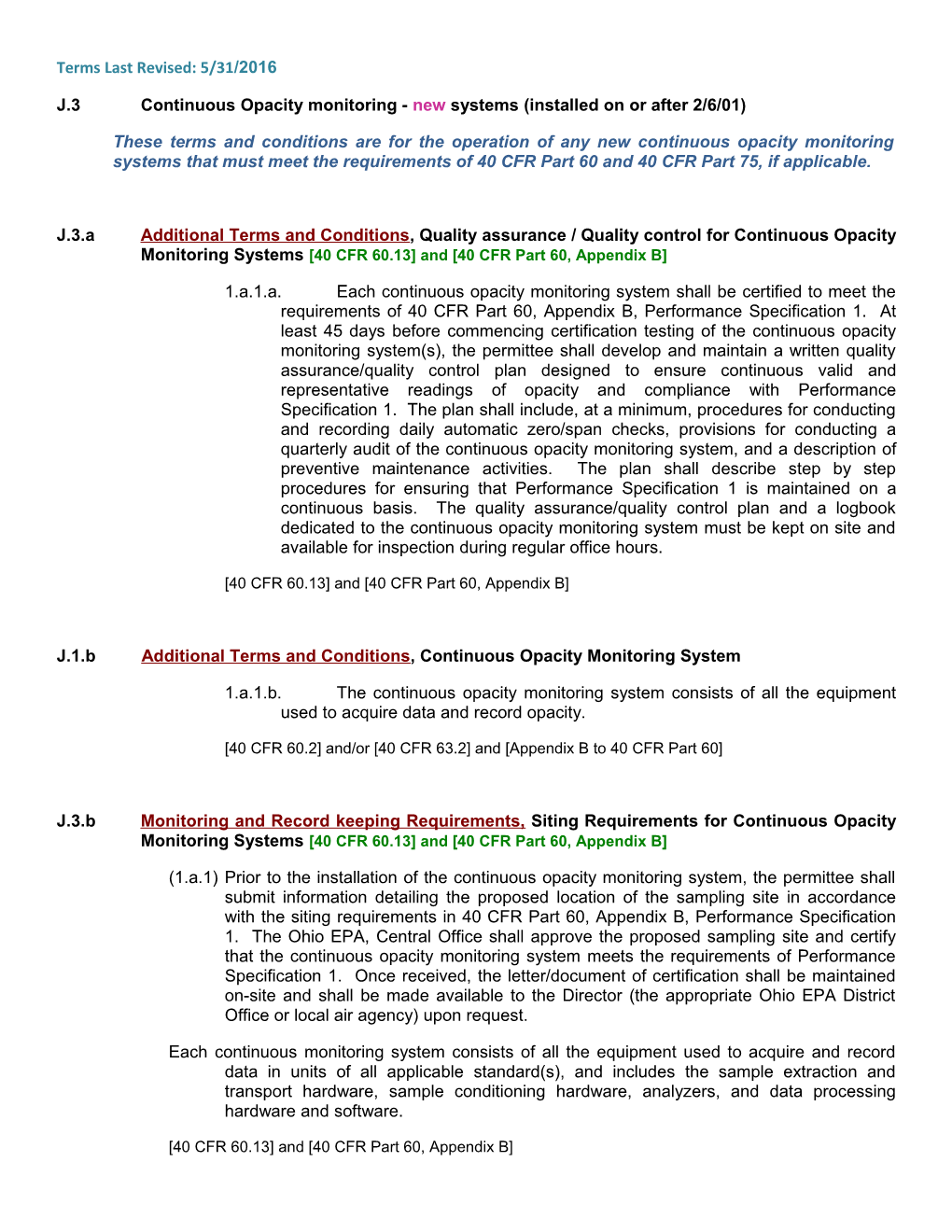 J.3Continuous Opacity Monitoring - New Systems (Installed on Or After 2/6/01)