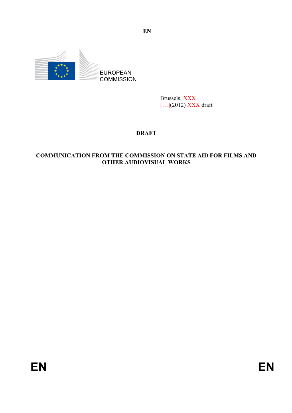 Communication from the Commission on State Aid for Films and Other Audiovisual Works