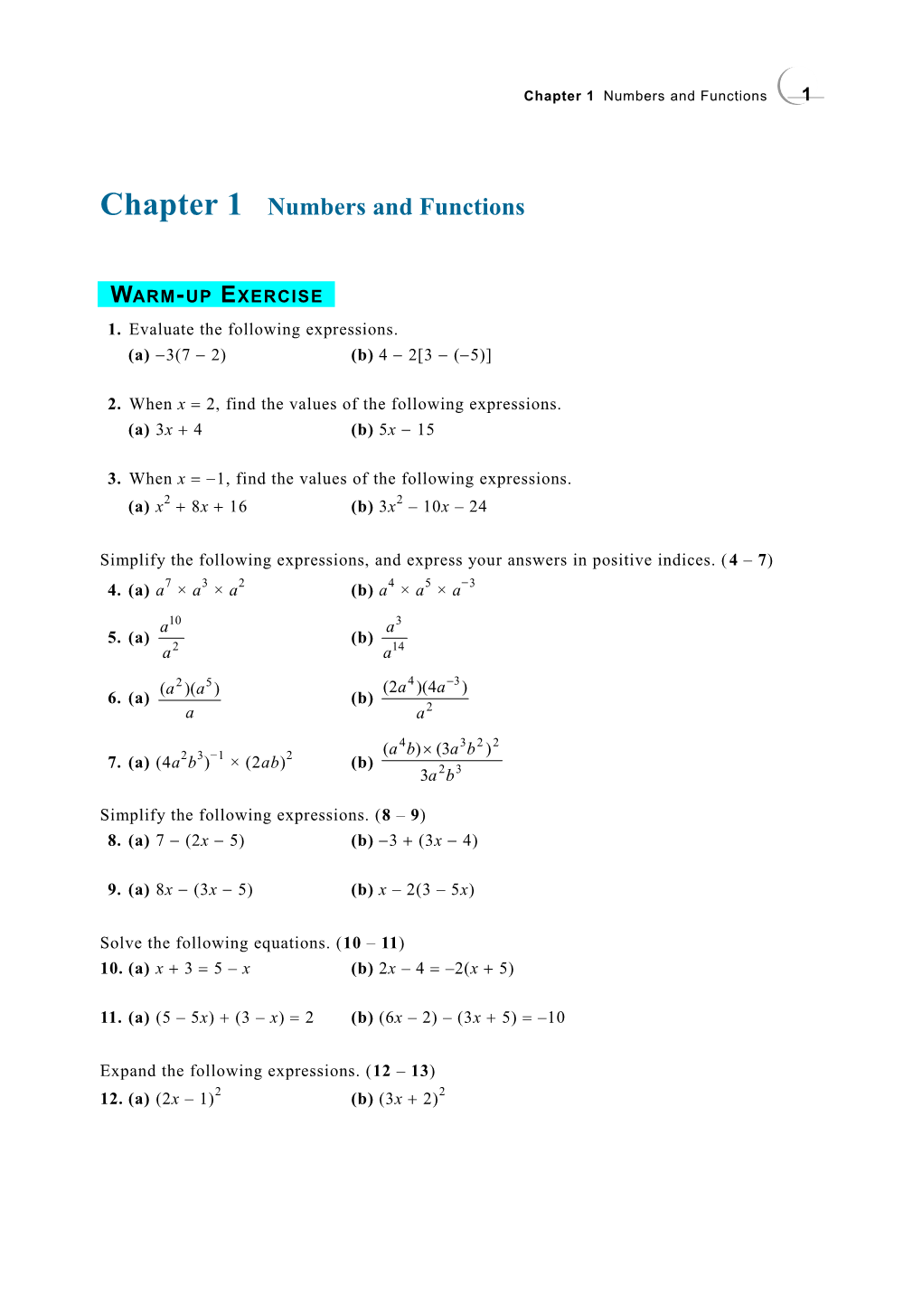 Chapter 1Numbers and Functions