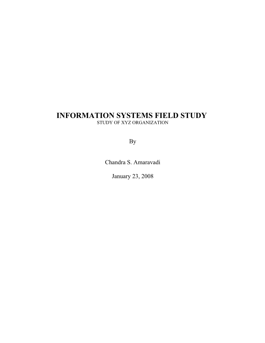 Information Systems Field Study