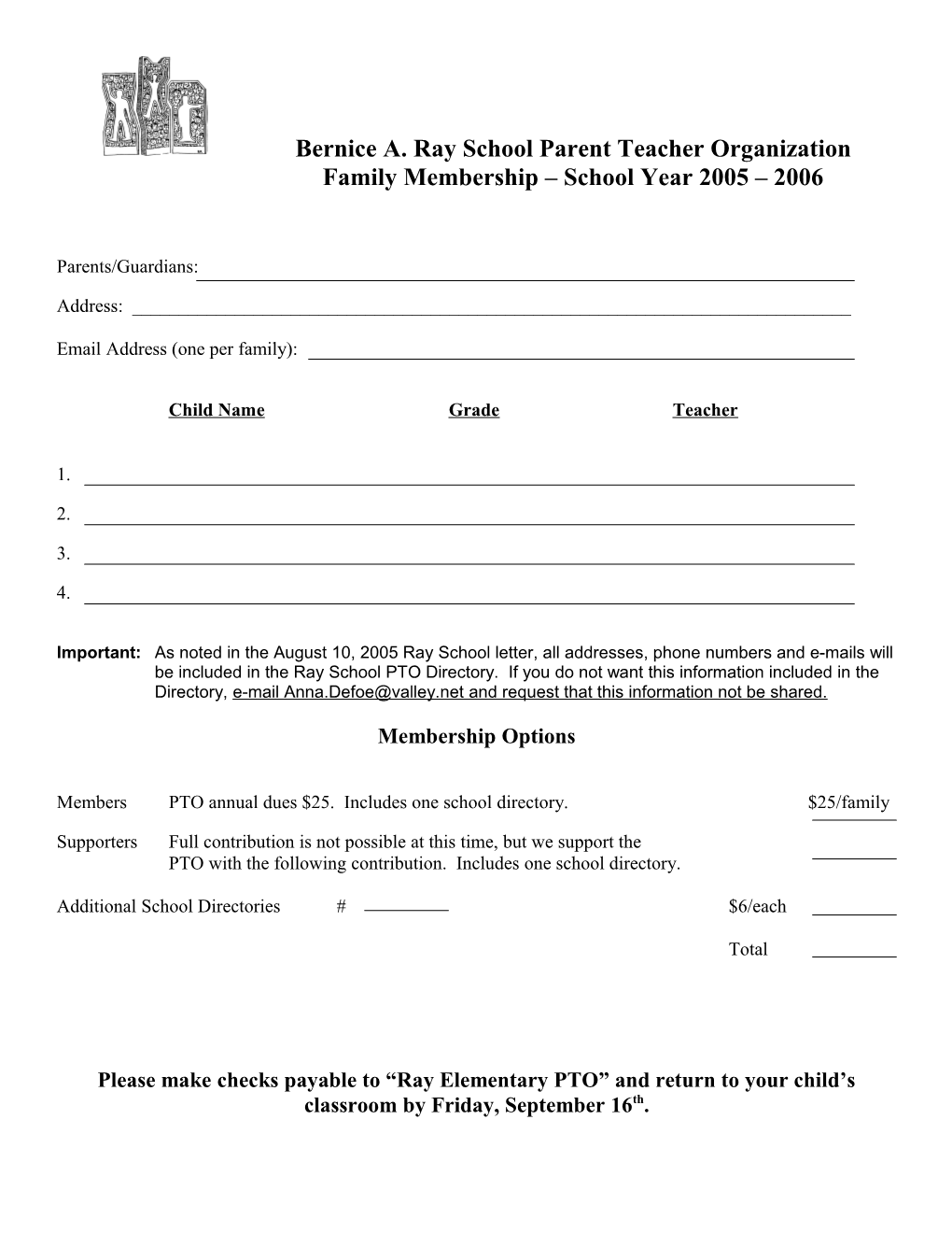 PTO Membership Form