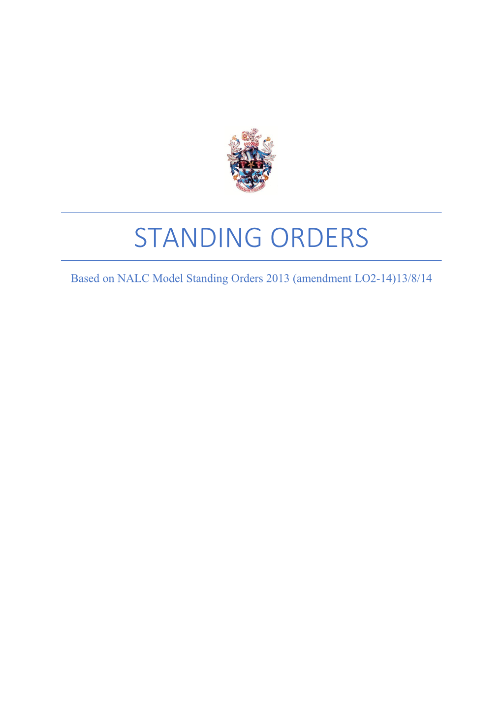List of Model Standing Orders