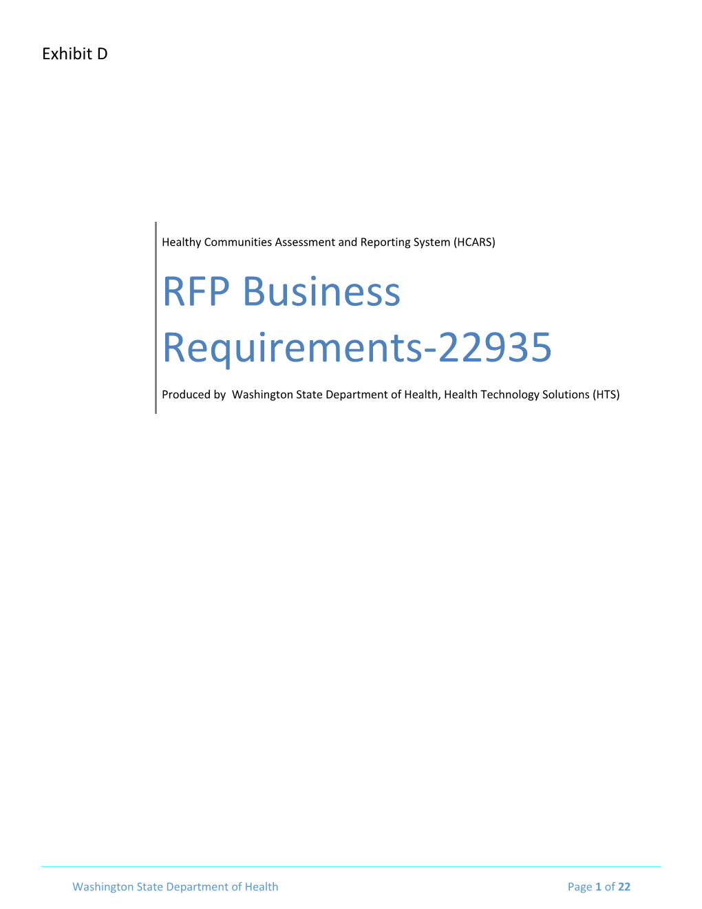 HCARS RFP Business Requirements