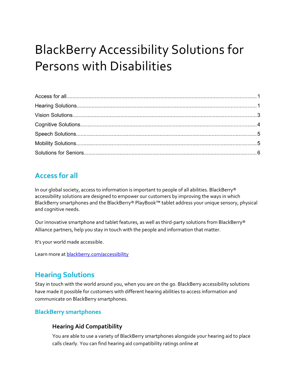 Blackberry Accessibility Solutions for Persons with Disabilities