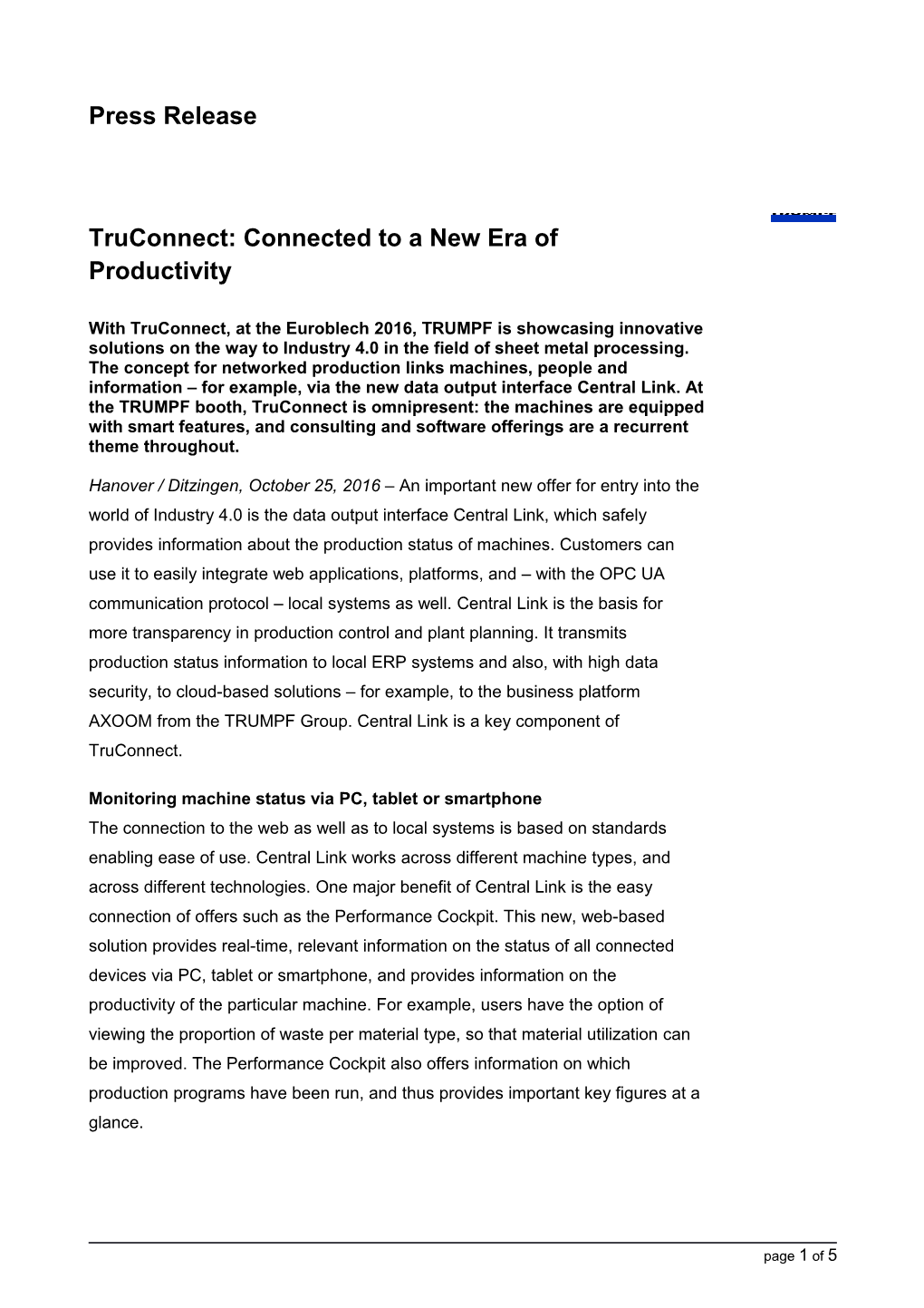 Truconnect: Connected to a New Era of Productivity