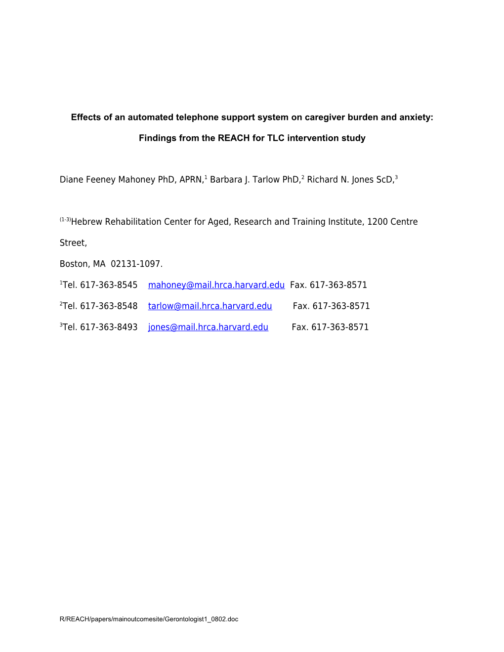 Effects of an Automated Telephone Support System on Alzheimer S Family Caregivers: Findings