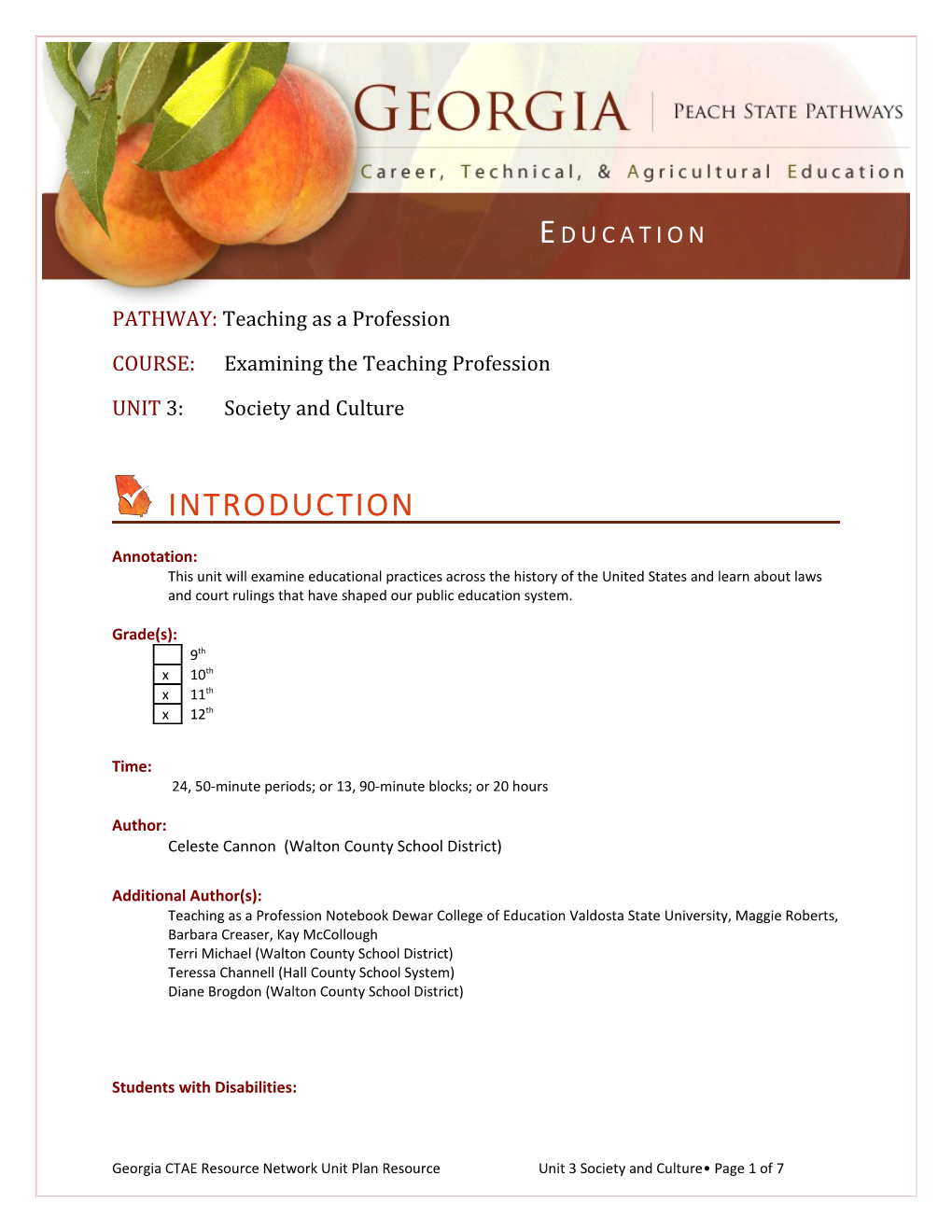 COURSE: Examining the Teaching Profession