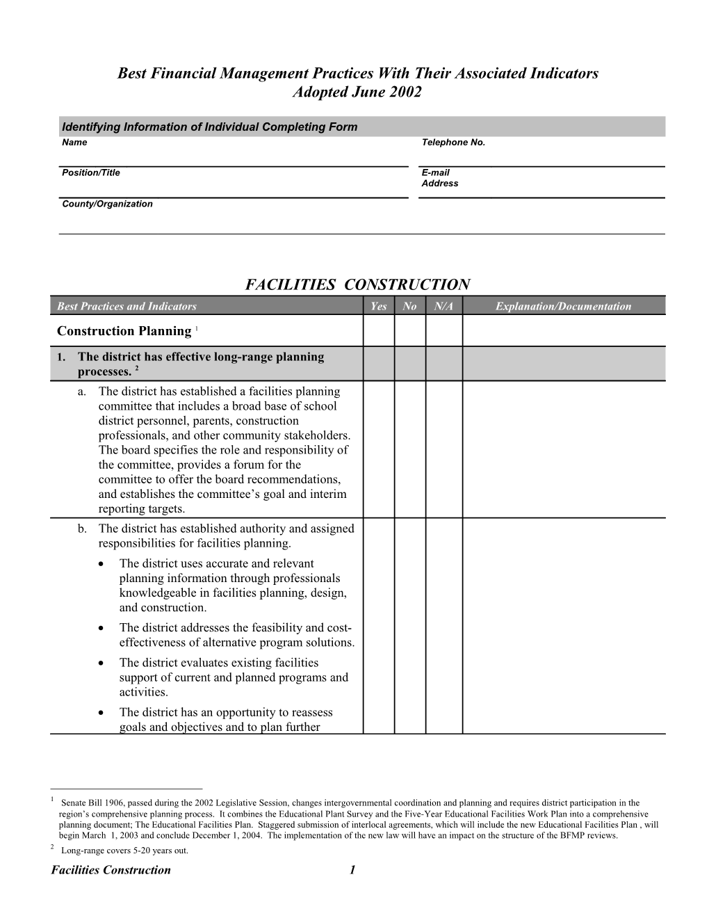 Identifying Information of Individual Completing Form