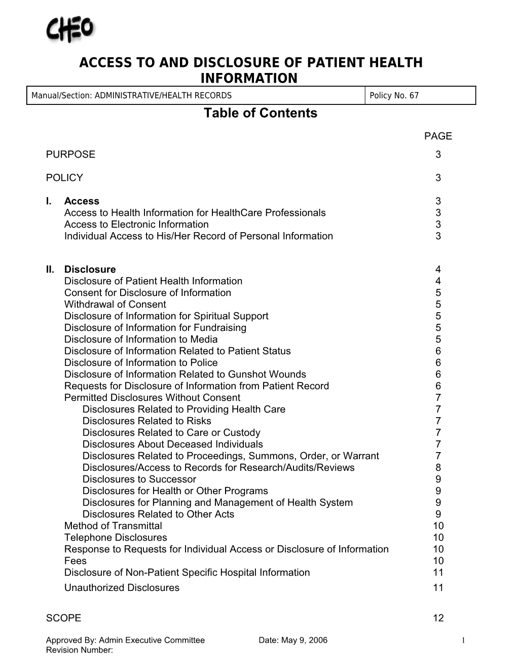 Access to and Disclosure of Patient Health Information