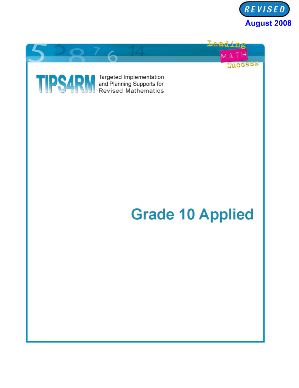 Grade 10 Applied: Content and Reporting Targets