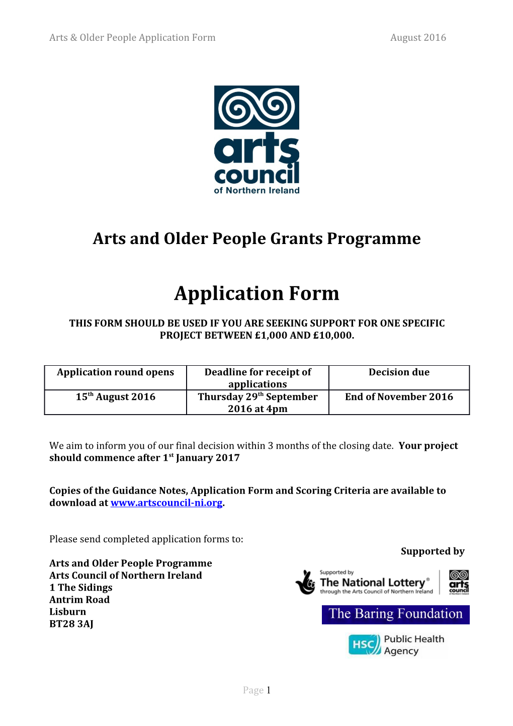 Arts and Older People Grants Programme