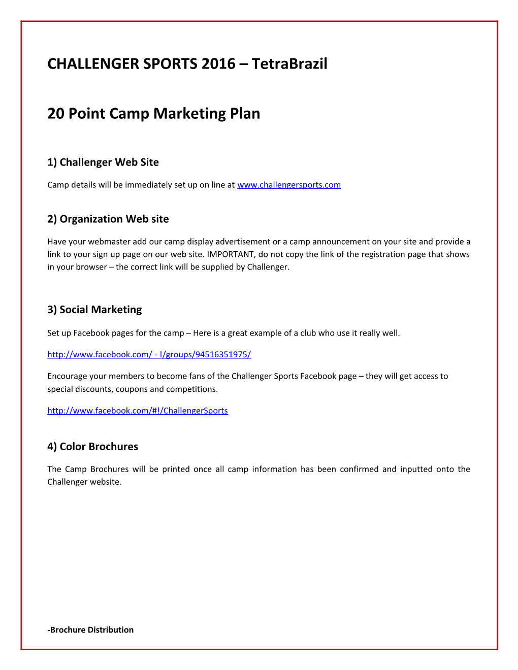 20 Point Camp Marketing Plan