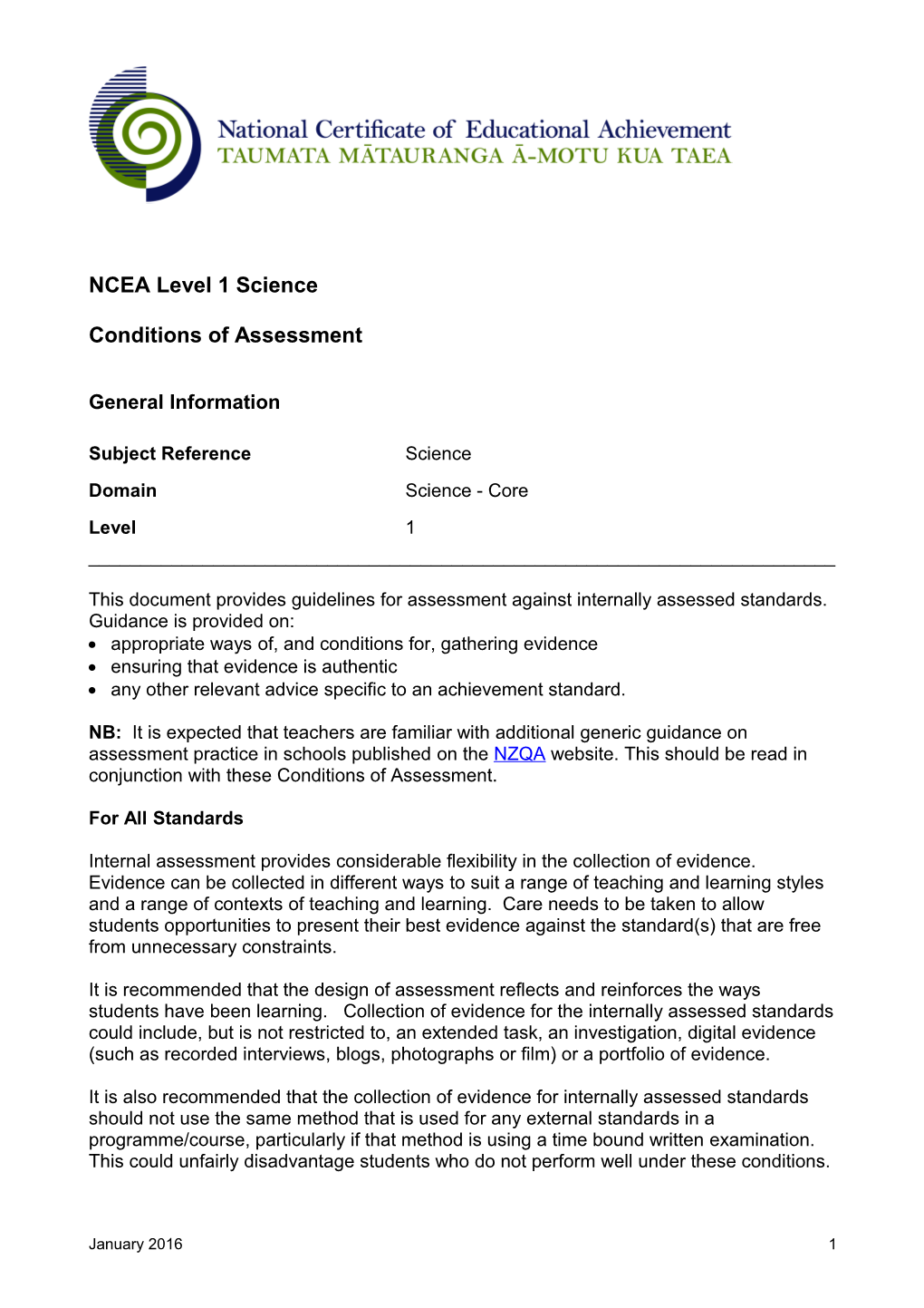 NCEA Level 1Science