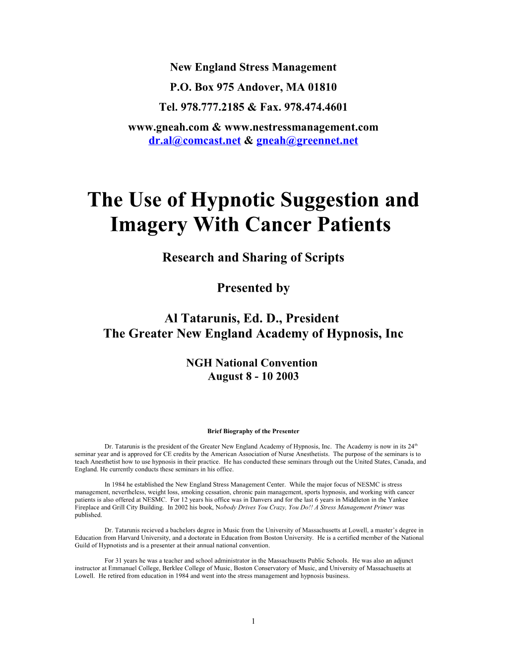 Controlling Cancer with Hypnosis