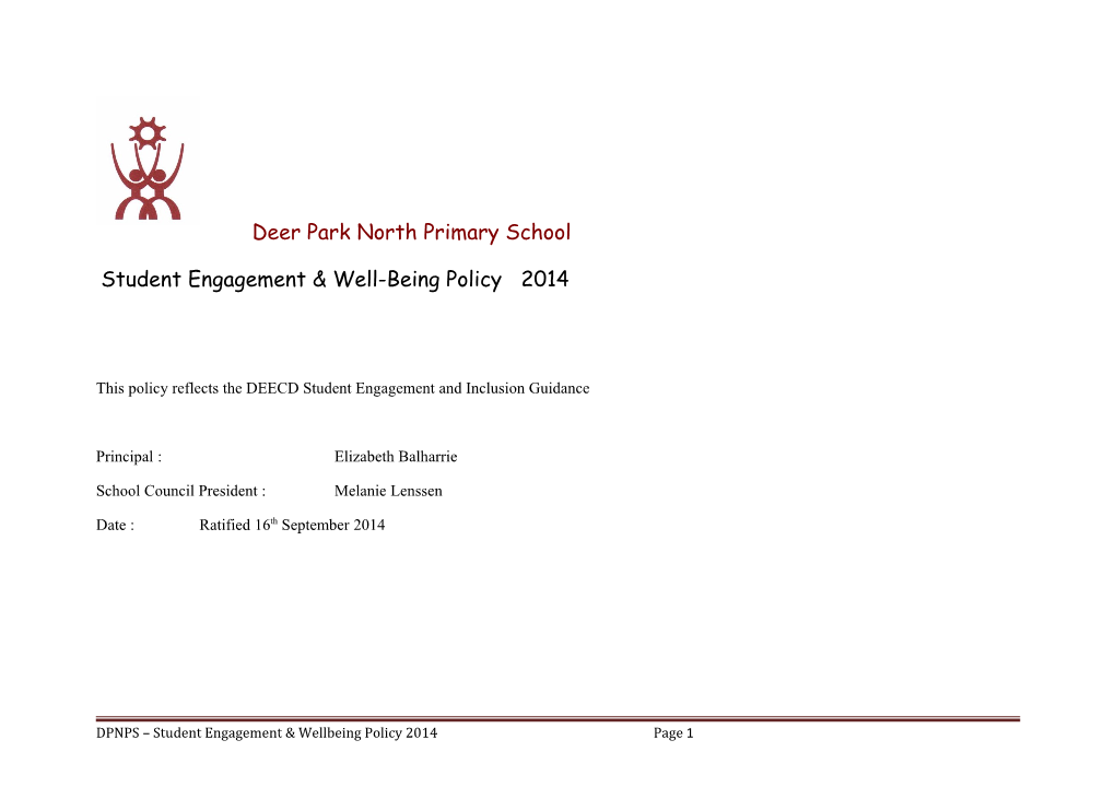 Student Engagement & Well-Being Policy 2014