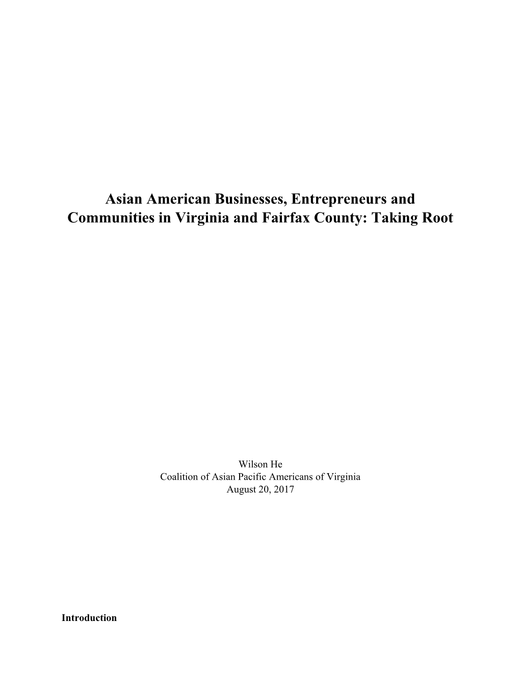 Asian American Businesses, Entrepreneurs Andcommunities in Virginia and Fairfax County