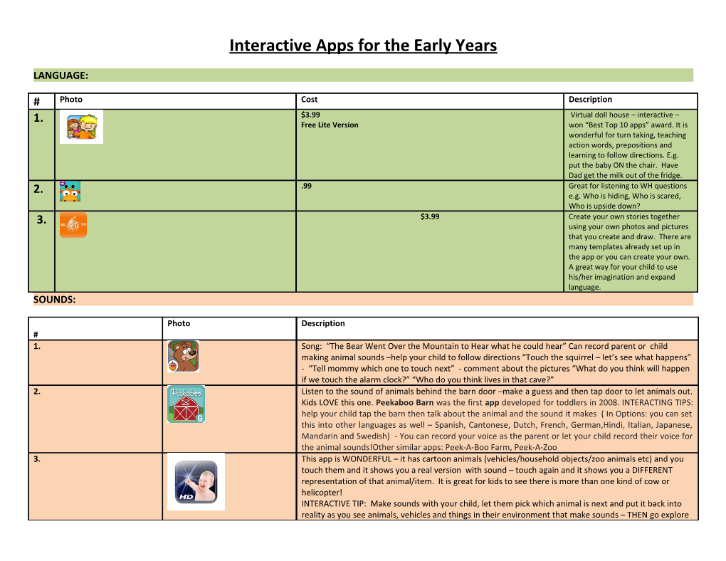 Interactive Apps for the Early Years