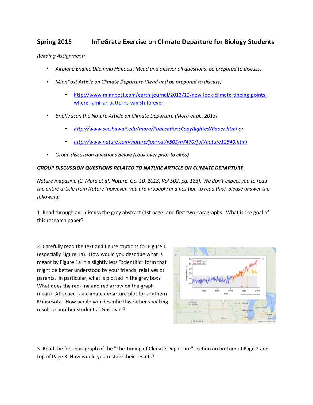 Spring 2015 Integrate Exercise on Climate Departure for Biology Students