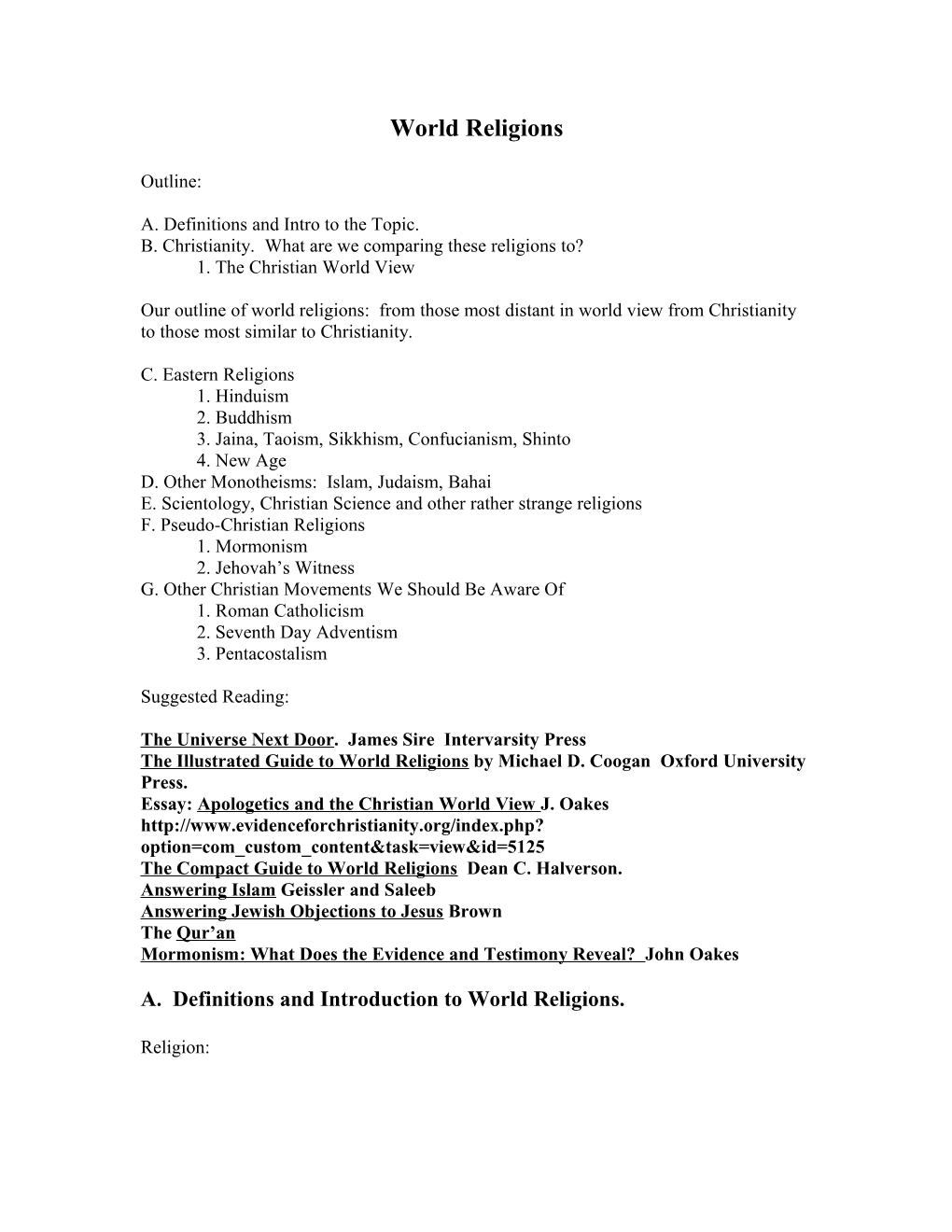 Christian Apologetics and World Religions