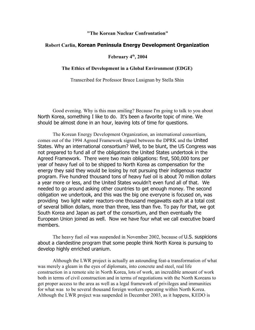 The Korean Nuclear Confrontation