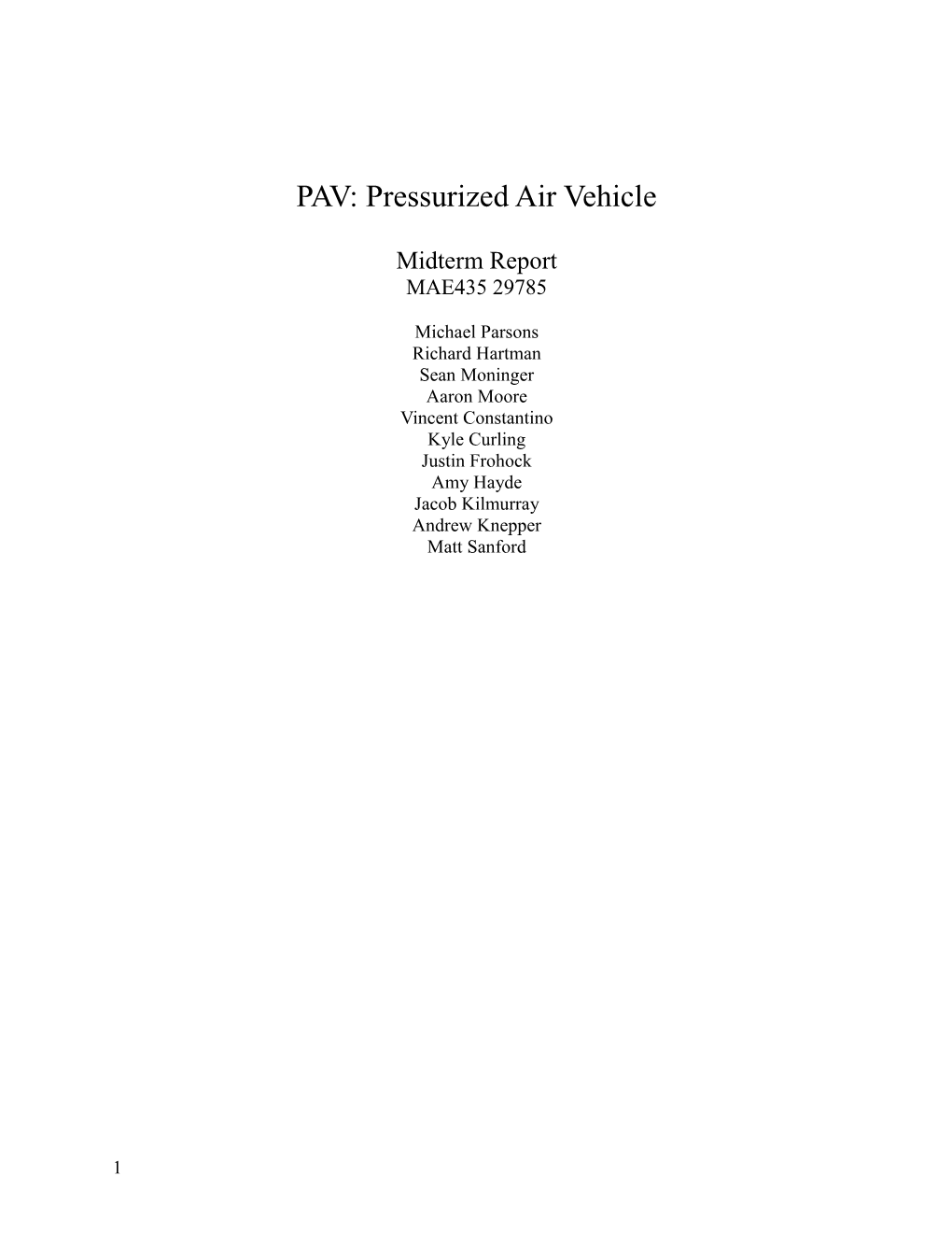 PAV: Pressurized Air Vehicle