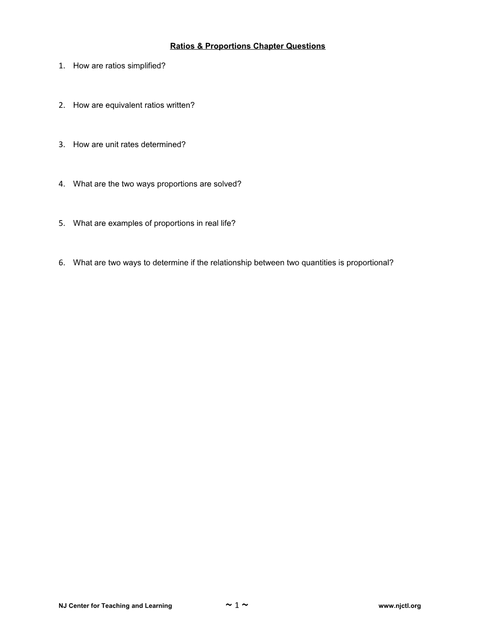 Ratios & Proportions Chapter Questions