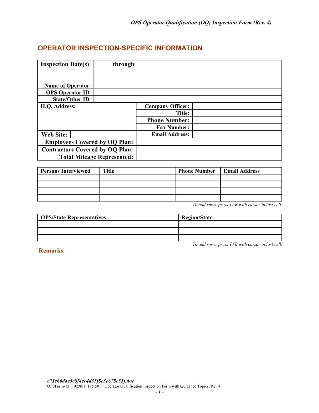 OQ Operatorname Inspectionmonth Year