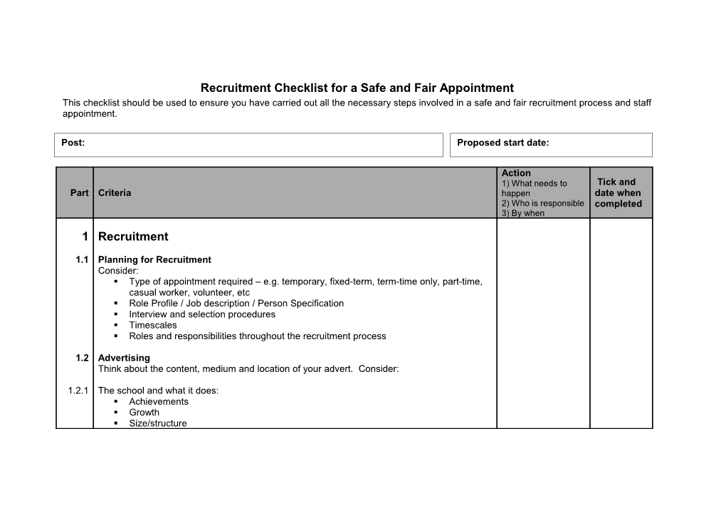 Checklist for a Safe and Fair Appointment