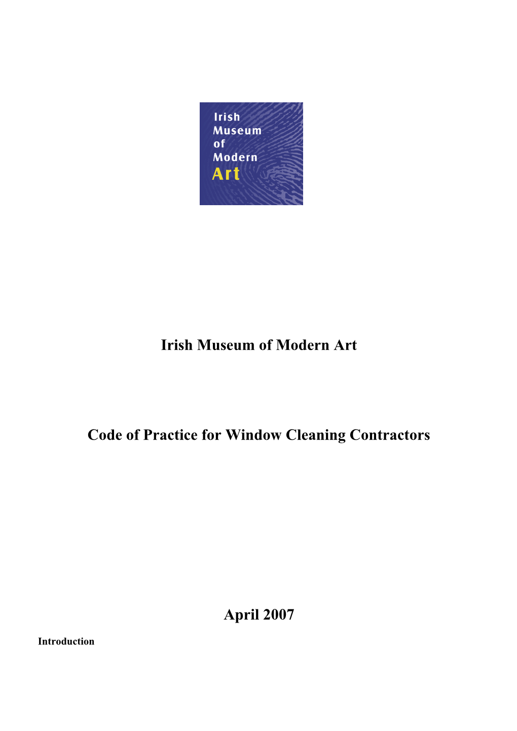Code of Practice for Window Cleaning Contractors