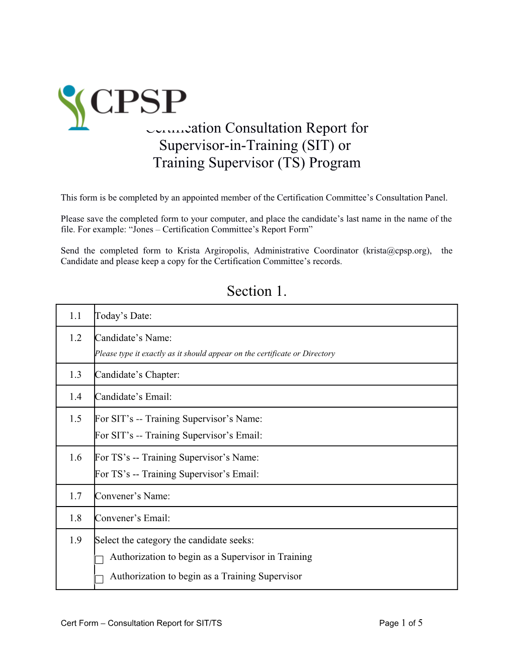 Certification Consultation Report For