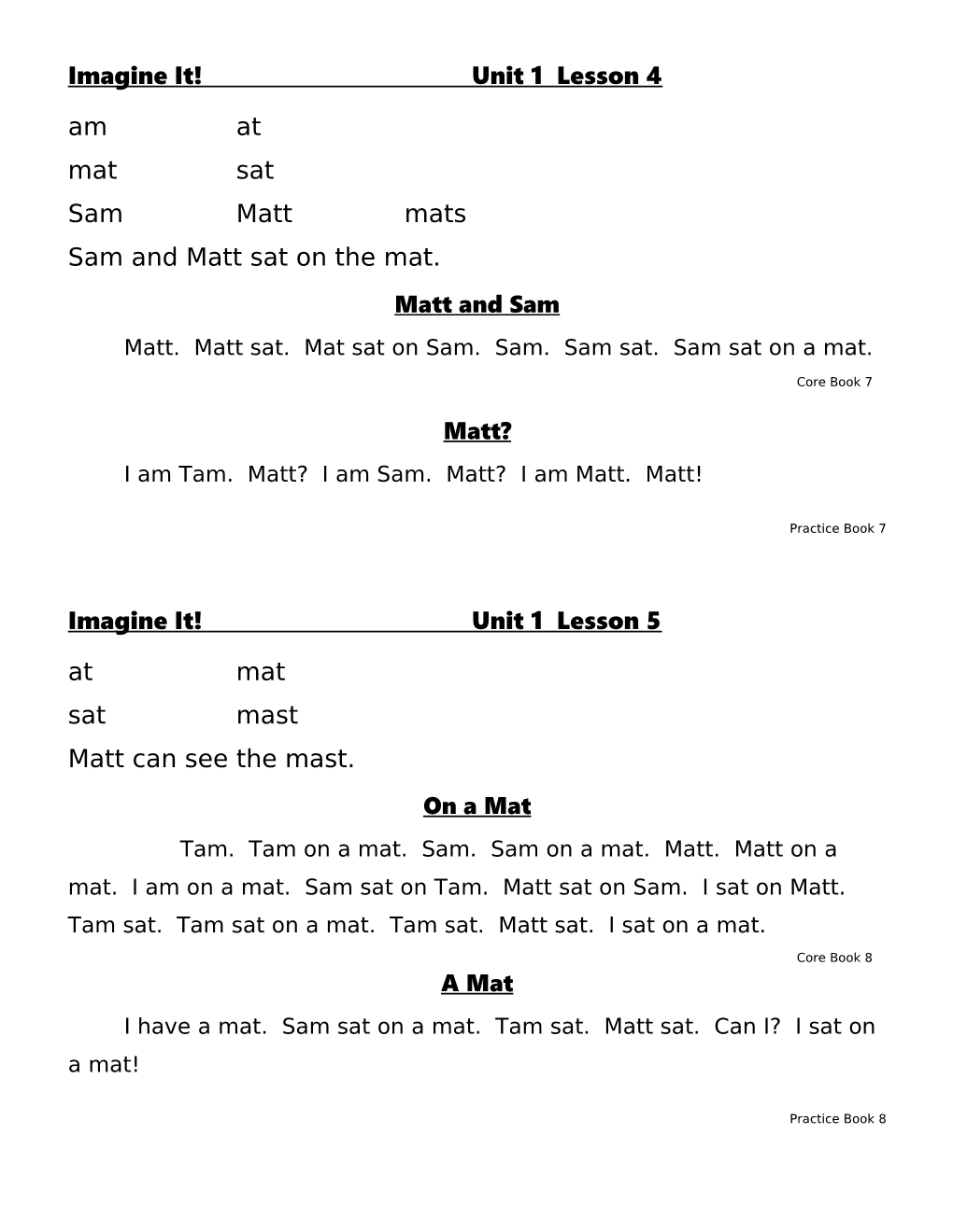 Imagine It! Unit 1 Lesson 4