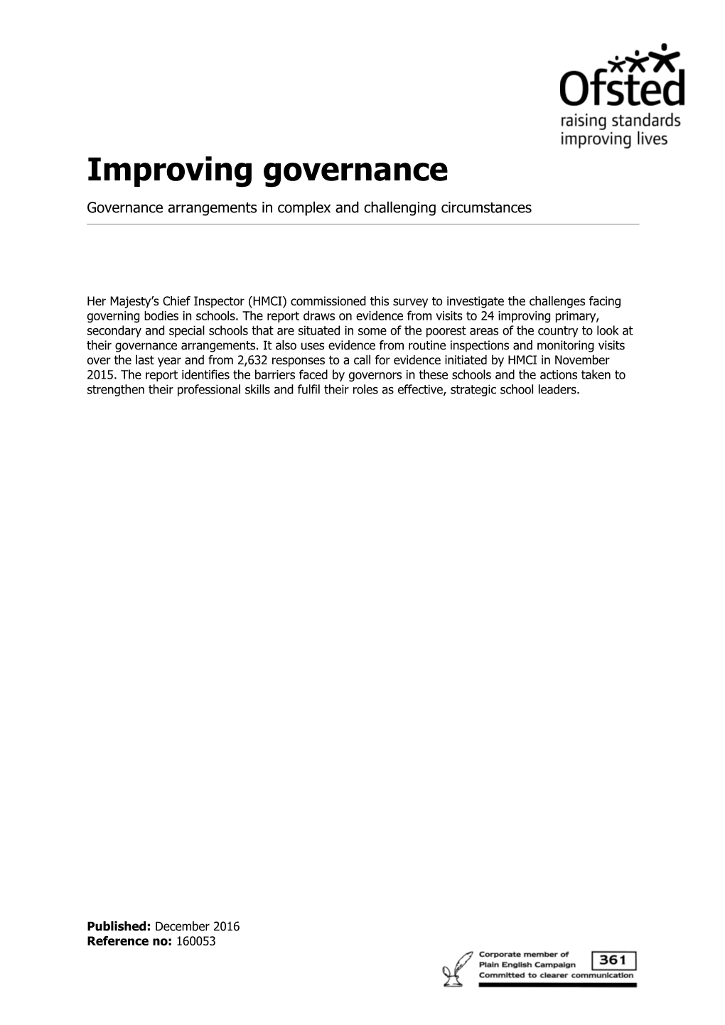 Governance Arrangements in Complex and Challenging Circumstances
