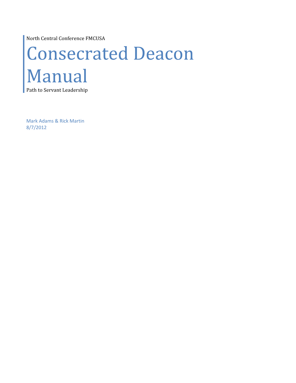 Consecrated Deacon Manual