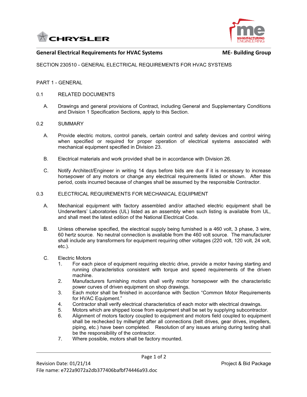 General Electrical Requirements for HVAC Systemsme- Building Group
