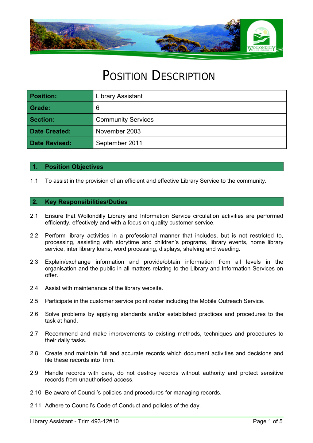 1.Position Objectives