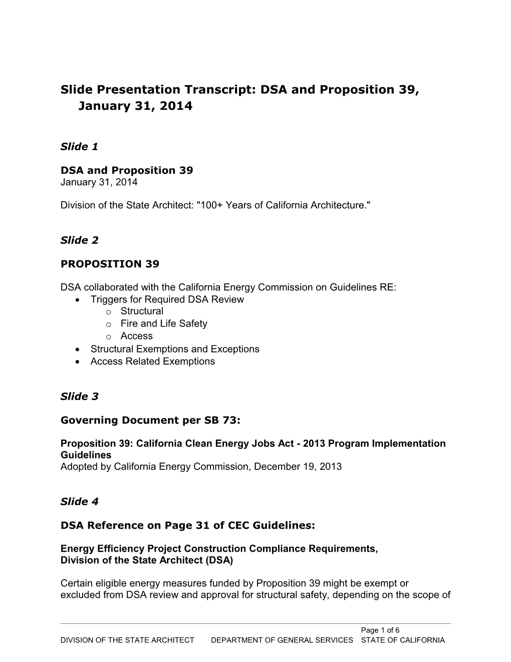 DSA and Proposition 39 Slide Presentation Transcript