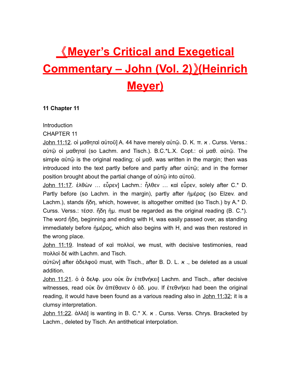Meyer S Critical and Exegetical Commentary John(Vol. 2) (Heinrich Meyer)