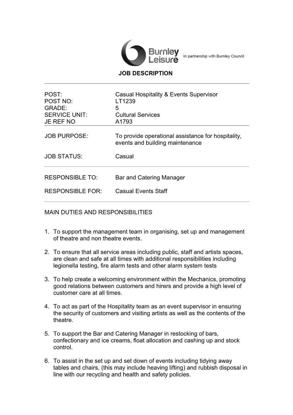 Position of Technical Assistant