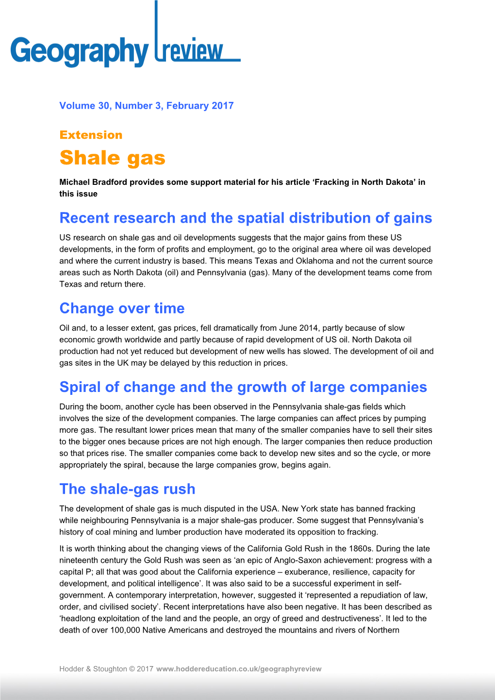 Recent Research and the Spatial Distribution of Gains