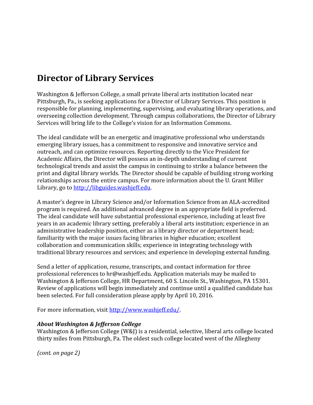Director of Library Services