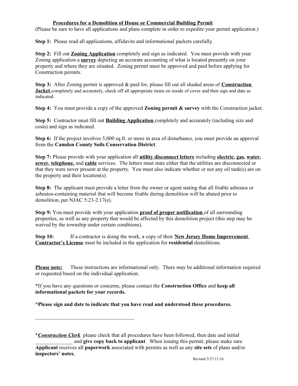 Procedures for a Demolition of House Or Commercial Building Permit