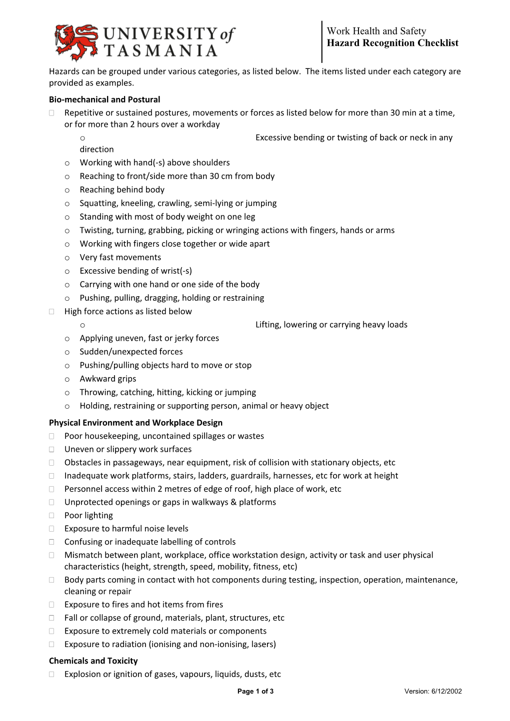 Bio-Mechanical and Postural