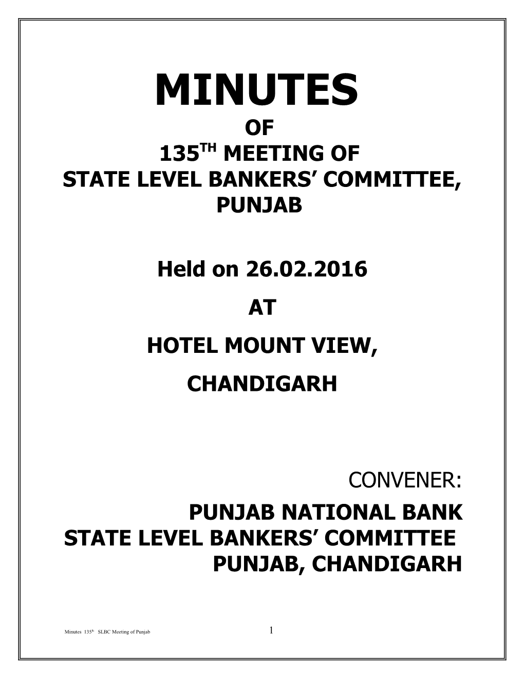 State Level Bankers Committee, Punjab