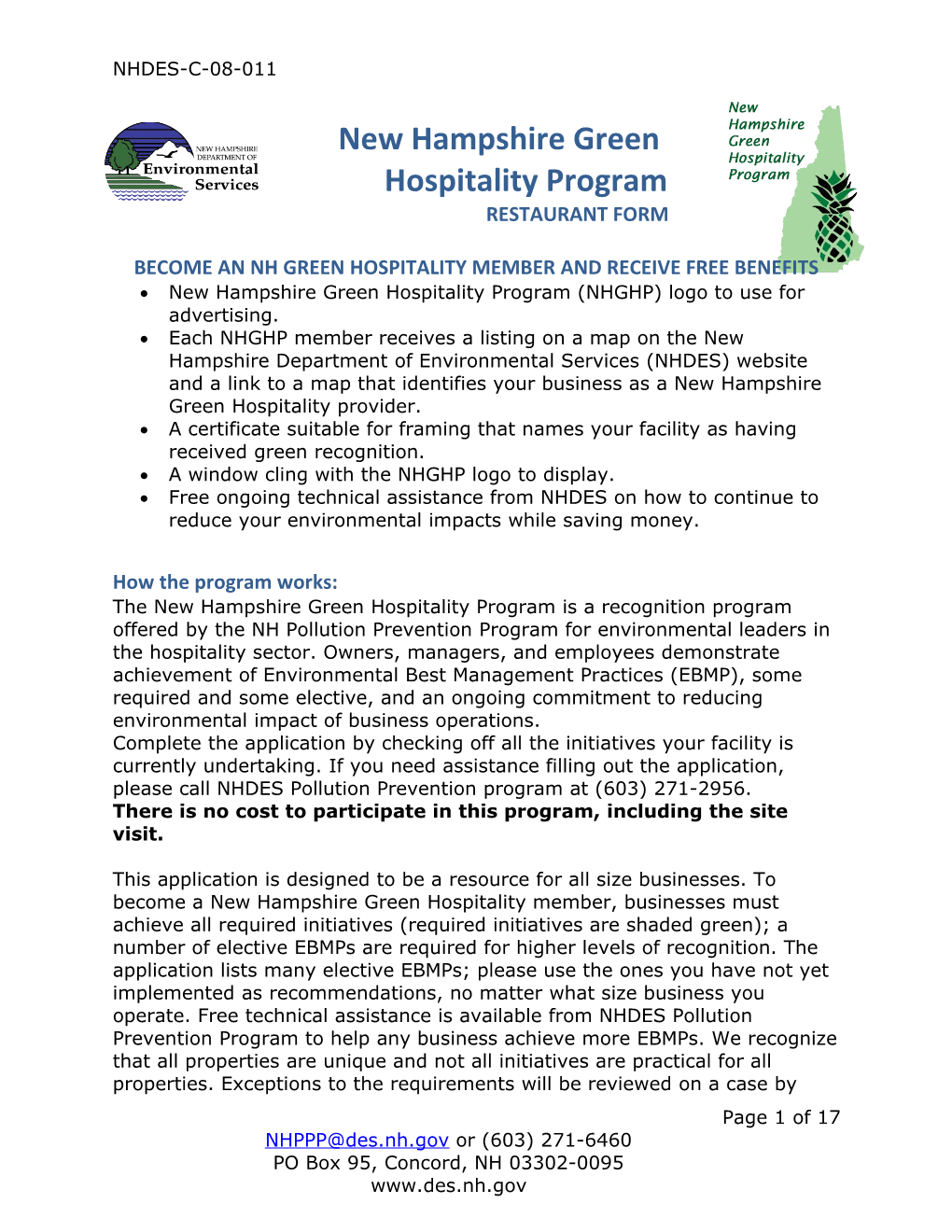 New Hampshire Green Hospitality Program