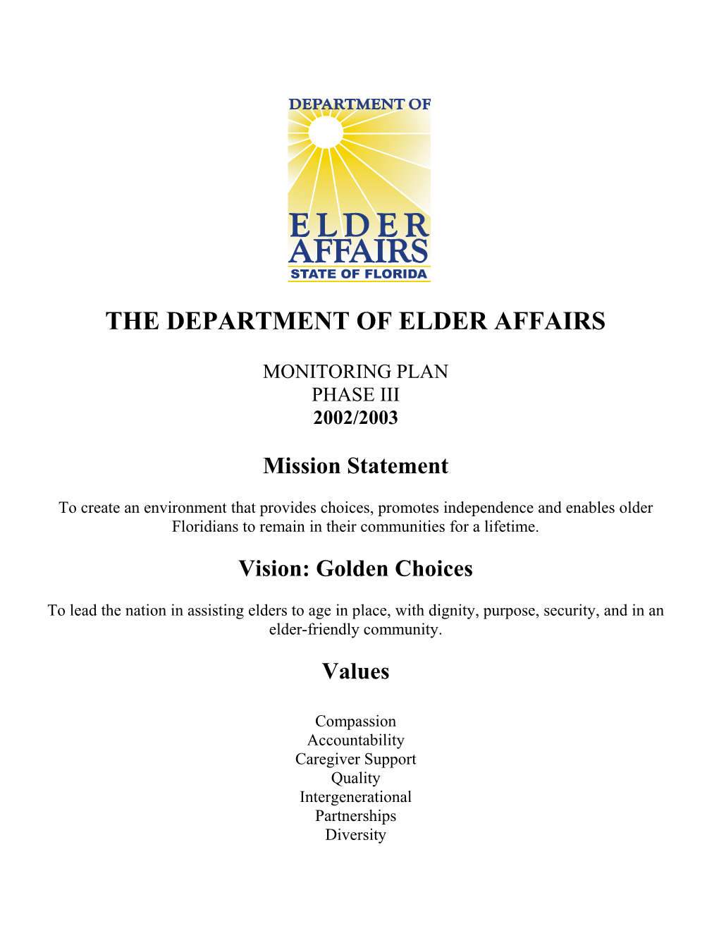 The Department of Elder Affairs