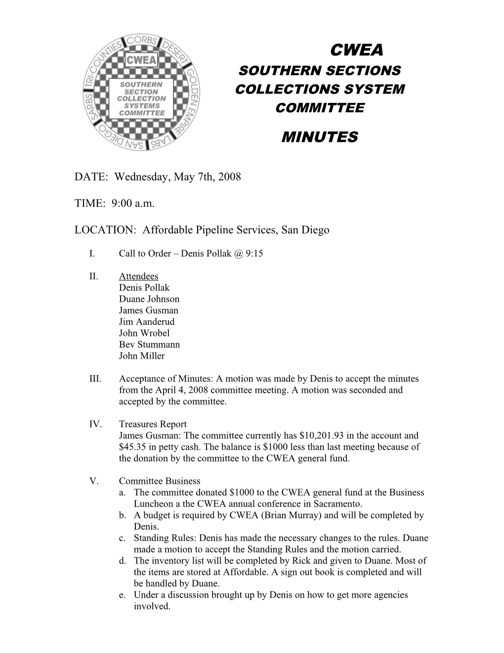 Southern Sections Collections System