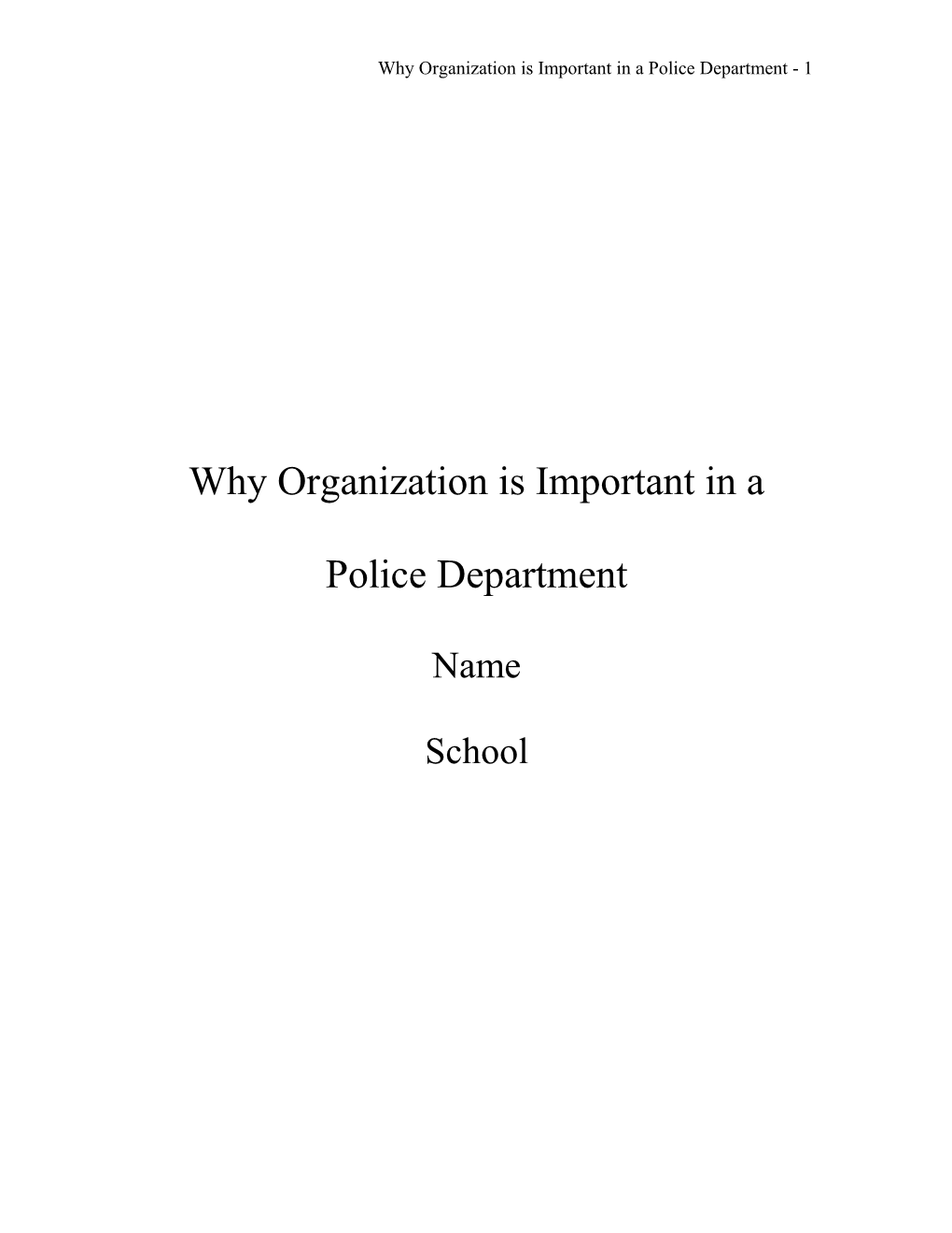 Why Organization Is Important in a Police Department - 1