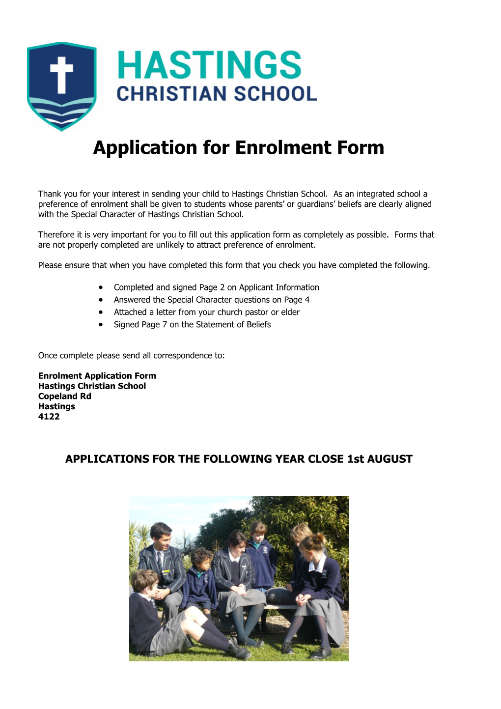 Application for Enrolment Form